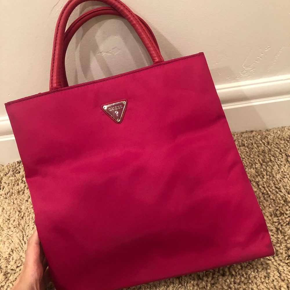 NWOT Guess Pink Bag nylon w/ leather strap
